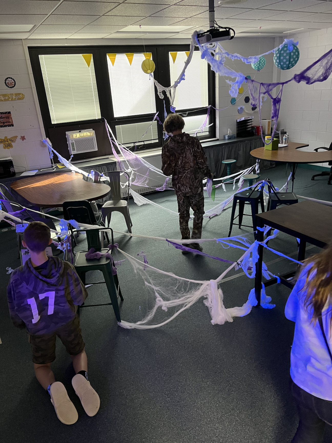 Trey Miller and CJ Gimigliano weave through the webs to solve math problems