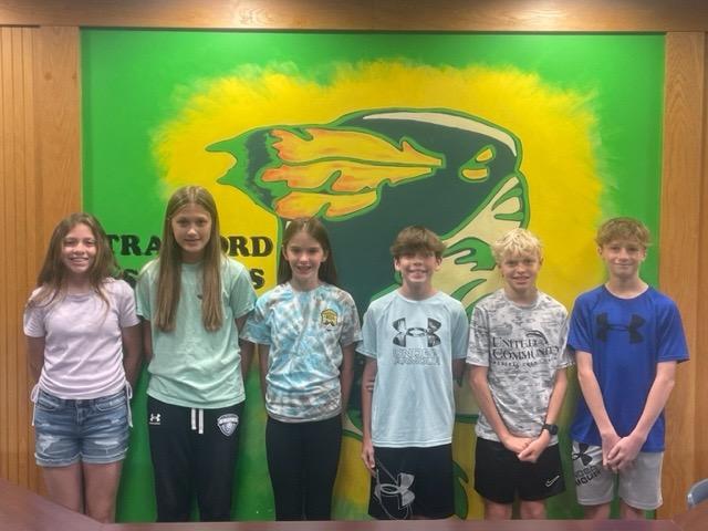 The fastest boy and girl from each grade at Trafford Middle School:  Annabell Carvajal (8th), Raya Johnson (7th), Ella Southern (6th), Eli Paterline (6th), Blake Porter (7th), Brady Porter (8th)