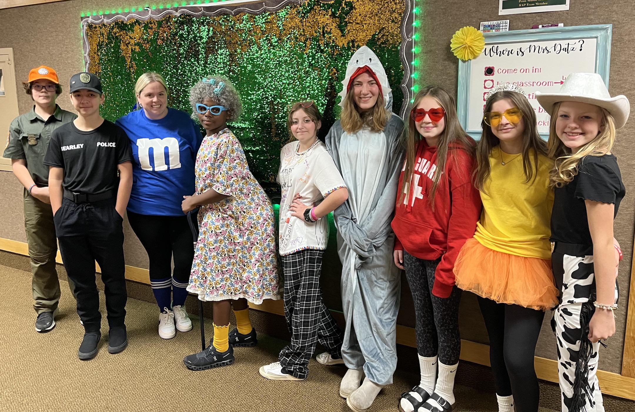 Penn Middle School students wore their Halloween costumes on Wednesday to “scare away drugs”